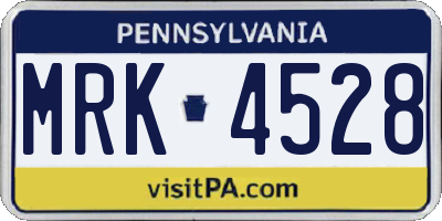 PA license plate MRK4528