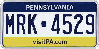 PA license plate MRK4529
