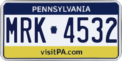 PA license plate MRK4532
