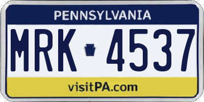 PA license plate MRK4537