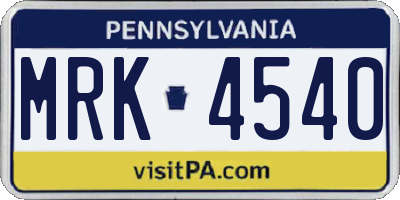 PA license plate MRK4540