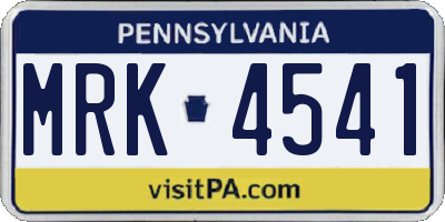 PA license plate MRK4541
