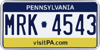 PA license plate MRK4543