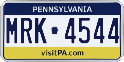PA license plate MRK4544