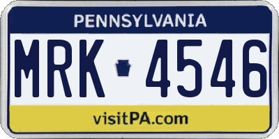 PA license plate MRK4546