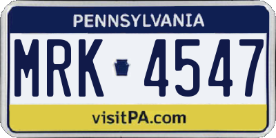 PA license plate MRK4547