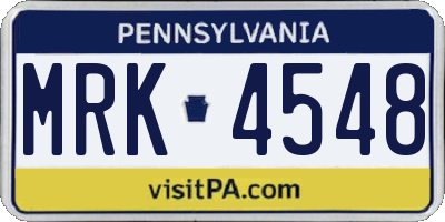 PA license plate MRK4548