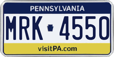PA license plate MRK4550