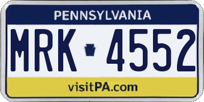 PA license plate MRK4552