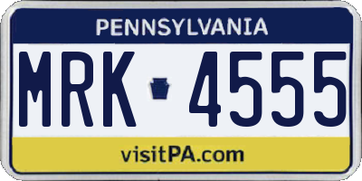 PA license plate MRK4555
