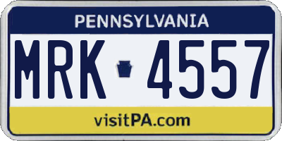 PA license plate MRK4557