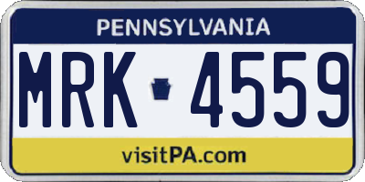 PA license plate MRK4559