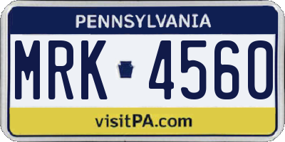 PA license plate MRK4560