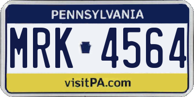 PA license plate MRK4564