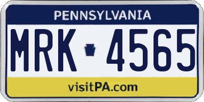 PA license plate MRK4565