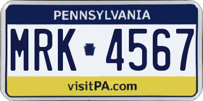 PA license plate MRK4567