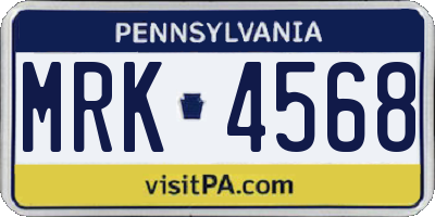 PA license plate MRK4568