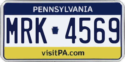 PA license plate MRK4569