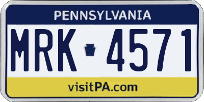 PA license plate MRK4571