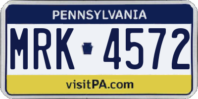 PA license plate MRK4572