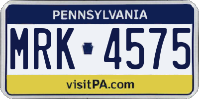 PA license plate MRK4575