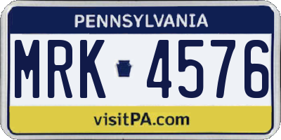 PA license plate MRK4576