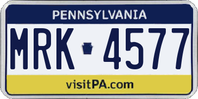PA license plate MRK4577