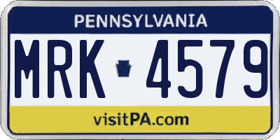 PA license plate MRK4579