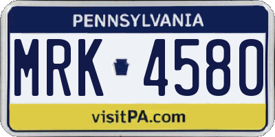 PA license plate MRK4580