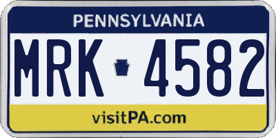 PA license plate MRK4582