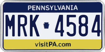 PA license plate MRK4584