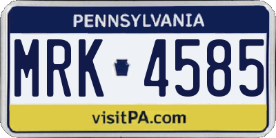 PA license plate MRK4585
