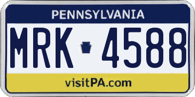 PA license plate MRK4588