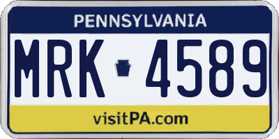 PA license plate MRK4589