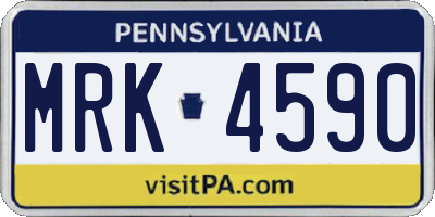 PA license plate MRK4590