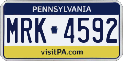 PA license plate MRK4592