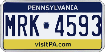 PA license plate MRK4593