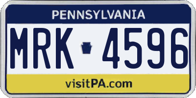 PA license plate MRK4596