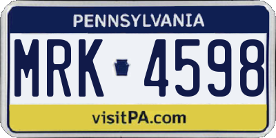 PA license plate MRK4598