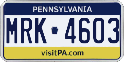 PA license plate MRK4603