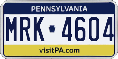 PA license plate MRK4604