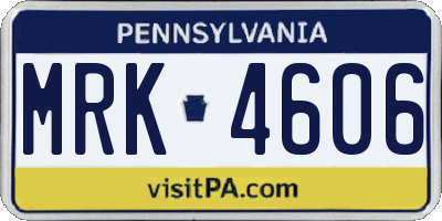 PA license plate MRK4606