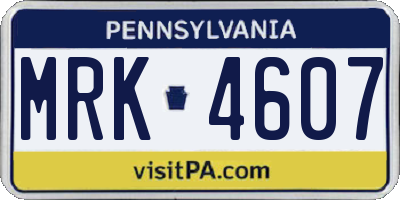 PA license plate MRK4607