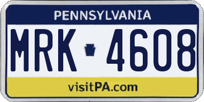 PA license plate MRK4608