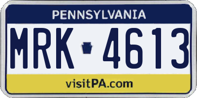 PA license plate MRK4613