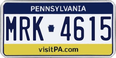 PA license plate MRK4615