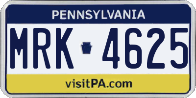 PA license plate MRK4625