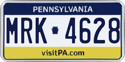 PA license plate MRK4628