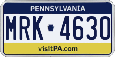 PA license plate MRK4630