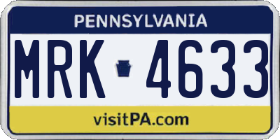 PA license plate MRK4633